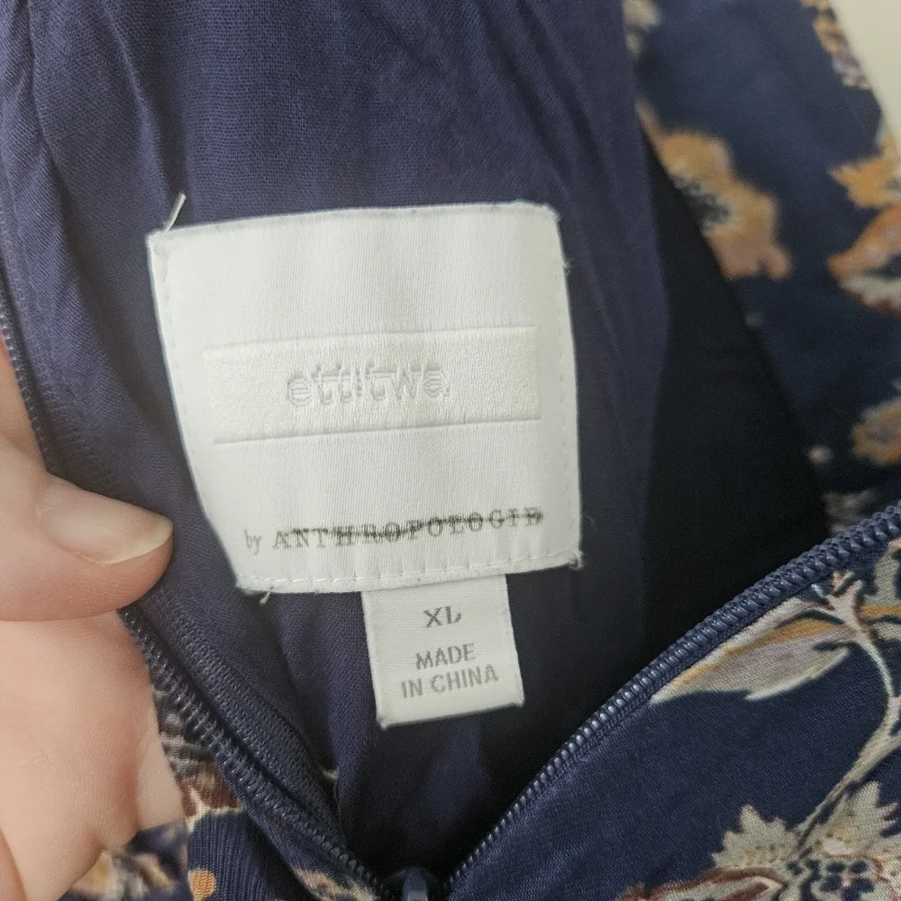 Anthropologie ETT TWA Blue Paisley Jumpsuit Size XL